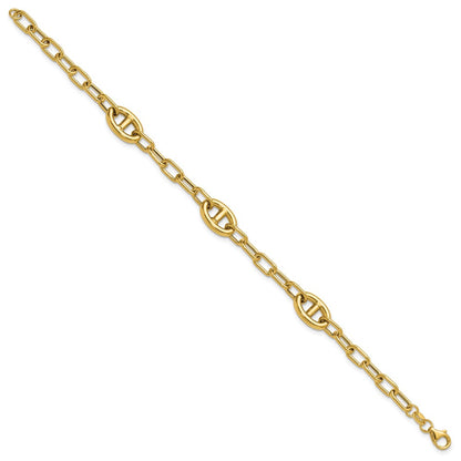 14K Yellow Gold Polished Fancy Anchor Link Bracelet