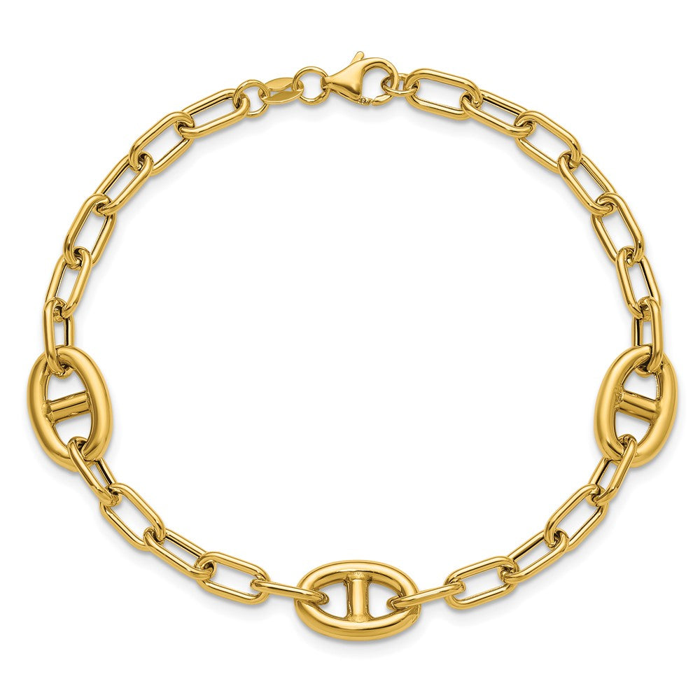 14K Yellow Gold Polished Fancy Anchor Link Bracelet