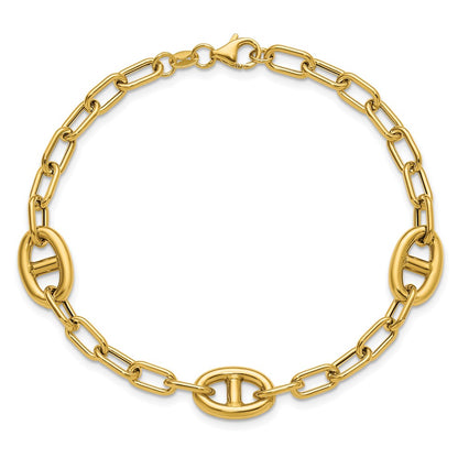 14K Yellow Gold Polished Fancy Anchor Link Bracelet