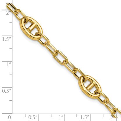 14K Yellow Gold Polished Fancy Anchor Link Bracelet