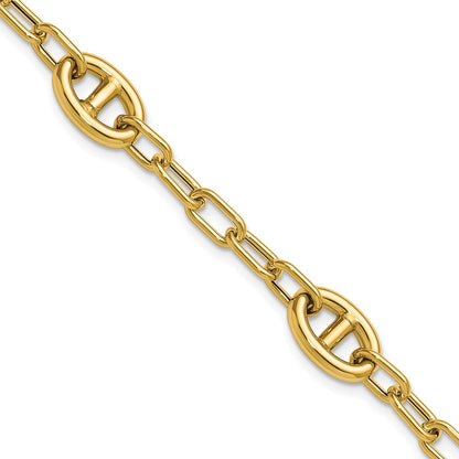 14K Yellow Gold Polished Fancy Anchor Link Bracelet