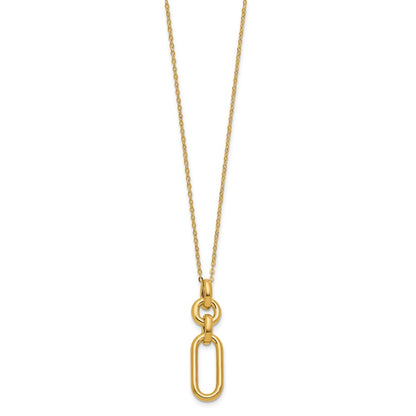14K Yellow Gold Polished Fancy Dangling Mixed Links Necklace