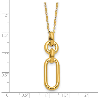 14K Yellow Gold Polished Fancy Dangling Mixed Links Necklace