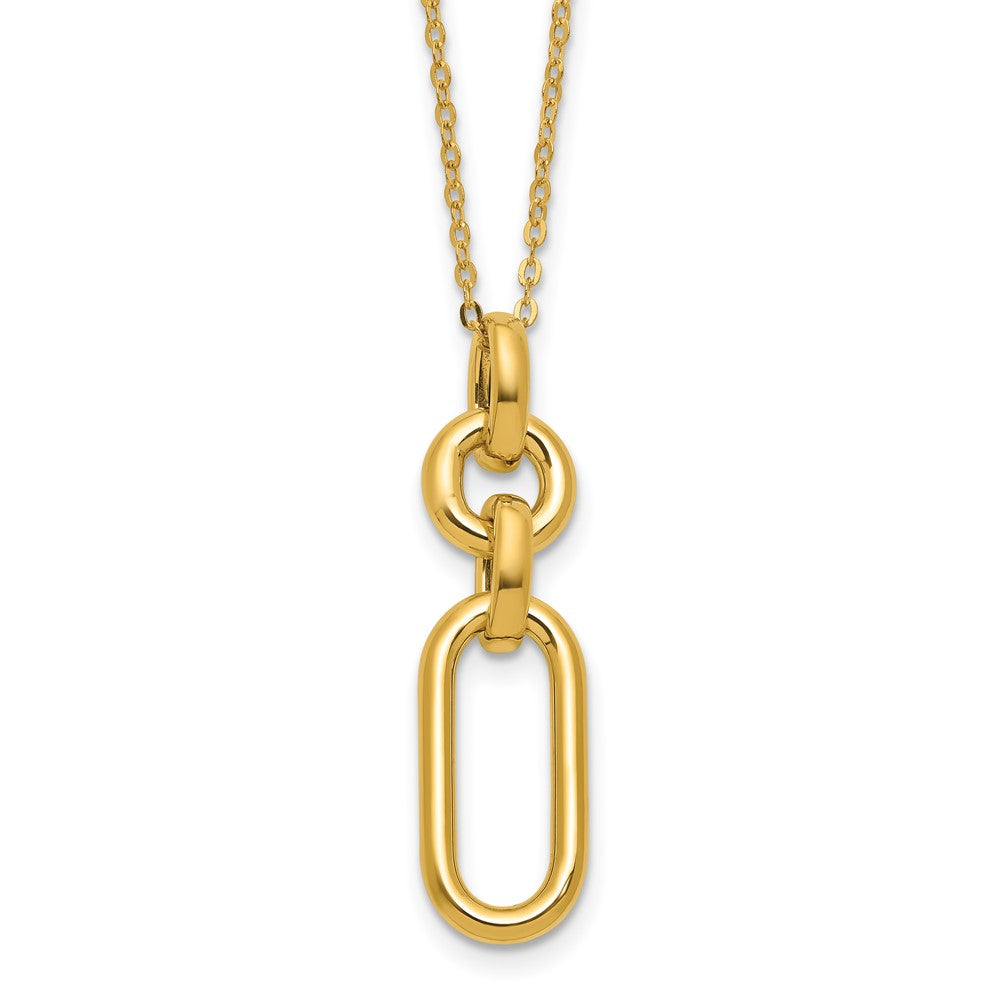 14K Yellow Gold Polished Fancy Dangling Mixed Links Necklace