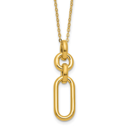 14K Yellow Gold Polished Fancy Dangling Mixed Links Necklace