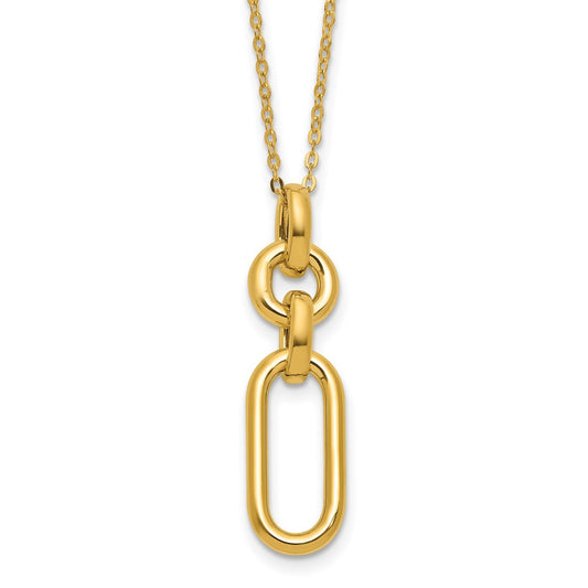 14K Yellow Gold Polished Fancy Dangling Mixed Links Necklace