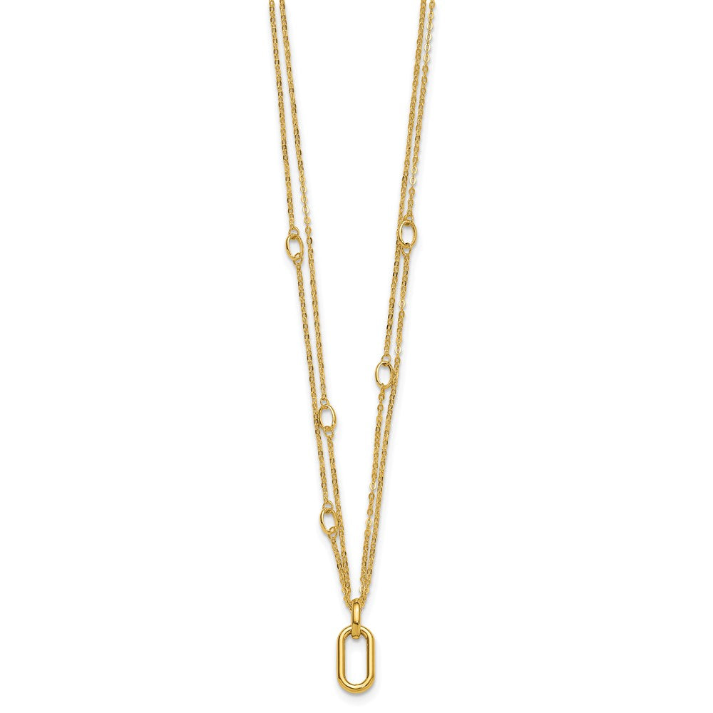 14K Yellow Gold Polished Fancy Two Strand Link Necklace