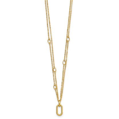 14K Yellow Gold Polished Fancy Two Strand Link Necklace