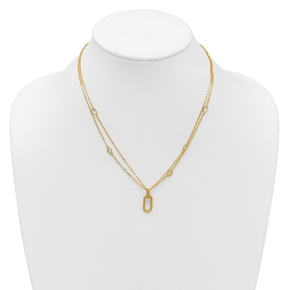 14K Yellow Gold Polished Fancy Two Strand Link Necklace