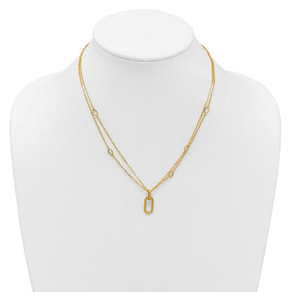 14K Yellow Gold Polished Fancy Two Strand Link Necklace