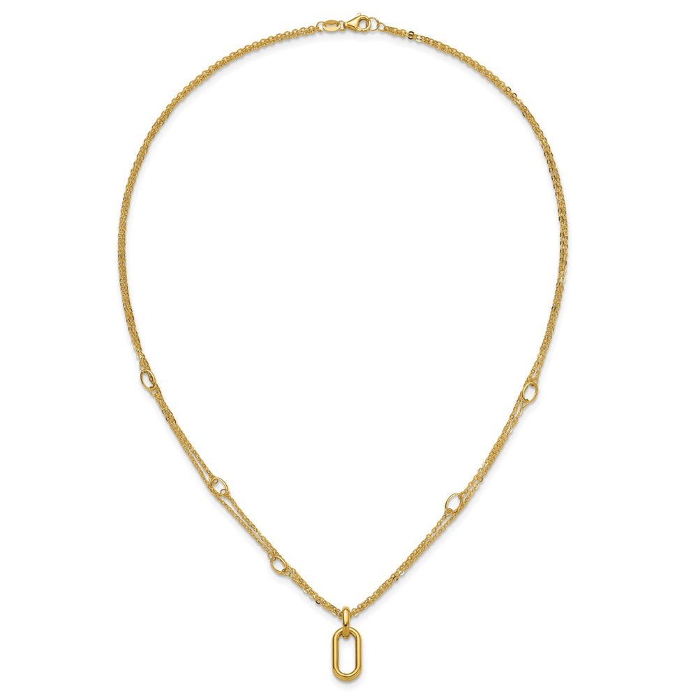 14K Yellow Gold Polished Fancy Two Strand Link Necklace