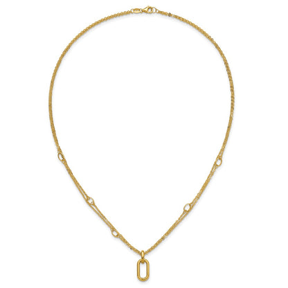 14K Yellow Gold Polished Fancy Two Strand Link Necklace