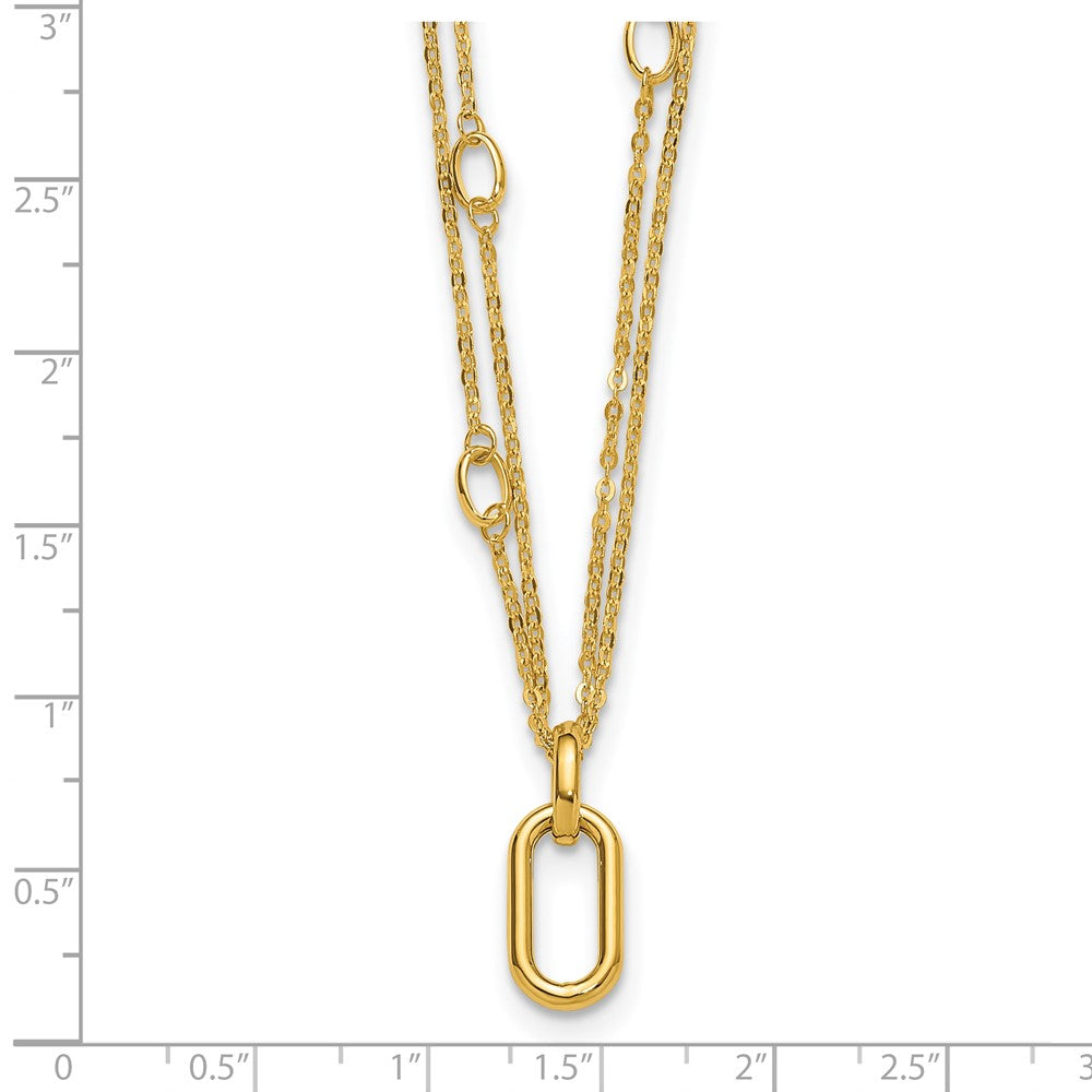 14K Yellow Gold Polished Fancy Two Strand Link Necklace