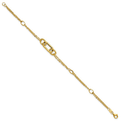 14K Yellow Gold Polished Fancy Two Strand Link Bracelet
