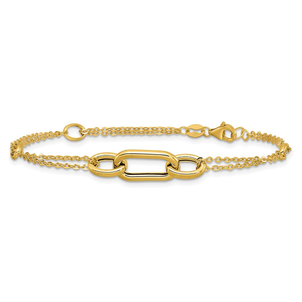 14K Yellow Gold Polished Fancy Two Strand Link Bracelet