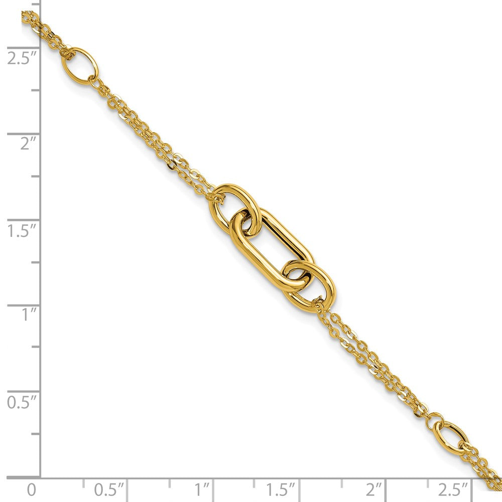 14K Yellow Gold Polished Fancy Two Strand Link Bracelet