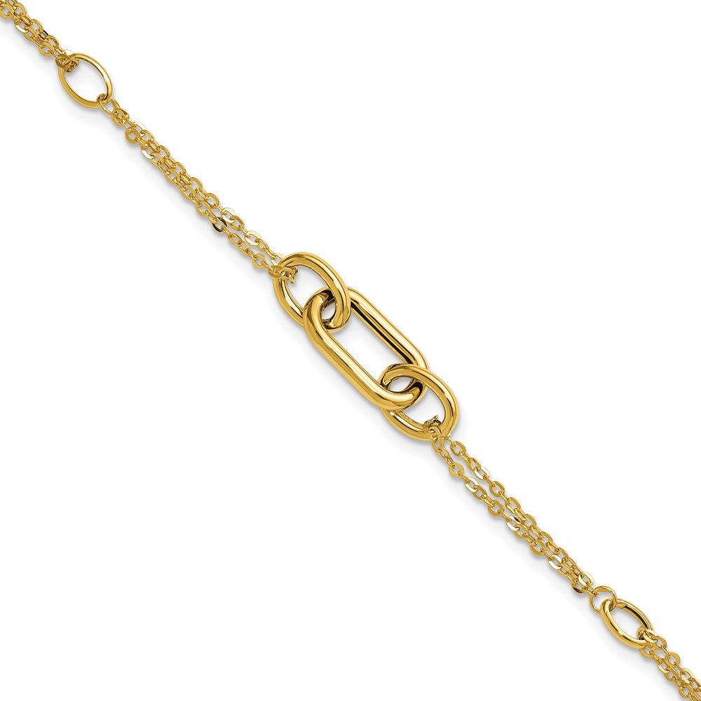 14K Yellow Gold Polished Fancy Two Strand Link Bracelet