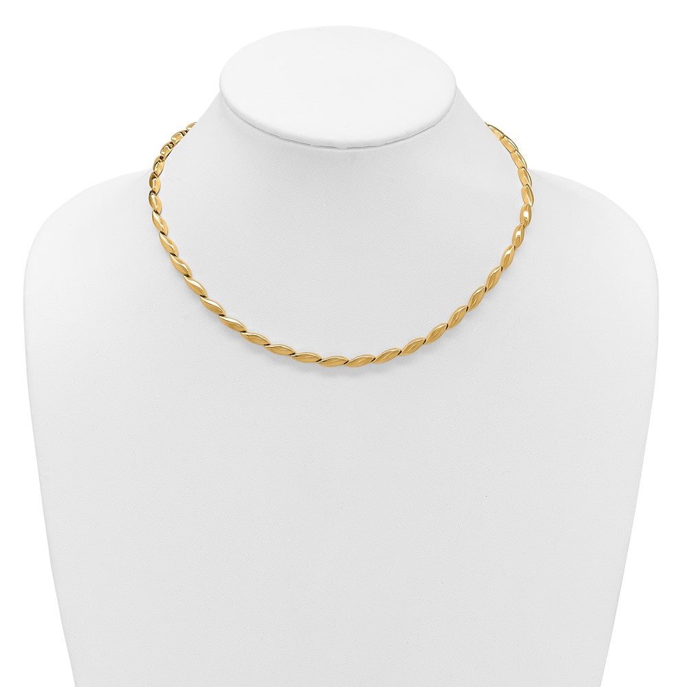 14K Yellow Gold Polished And Satin 4.2mm Fancy Link Necklace