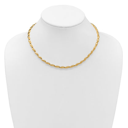 14K Yellow Gold Polished And Satin 4.2mm Fancy Link Necklace