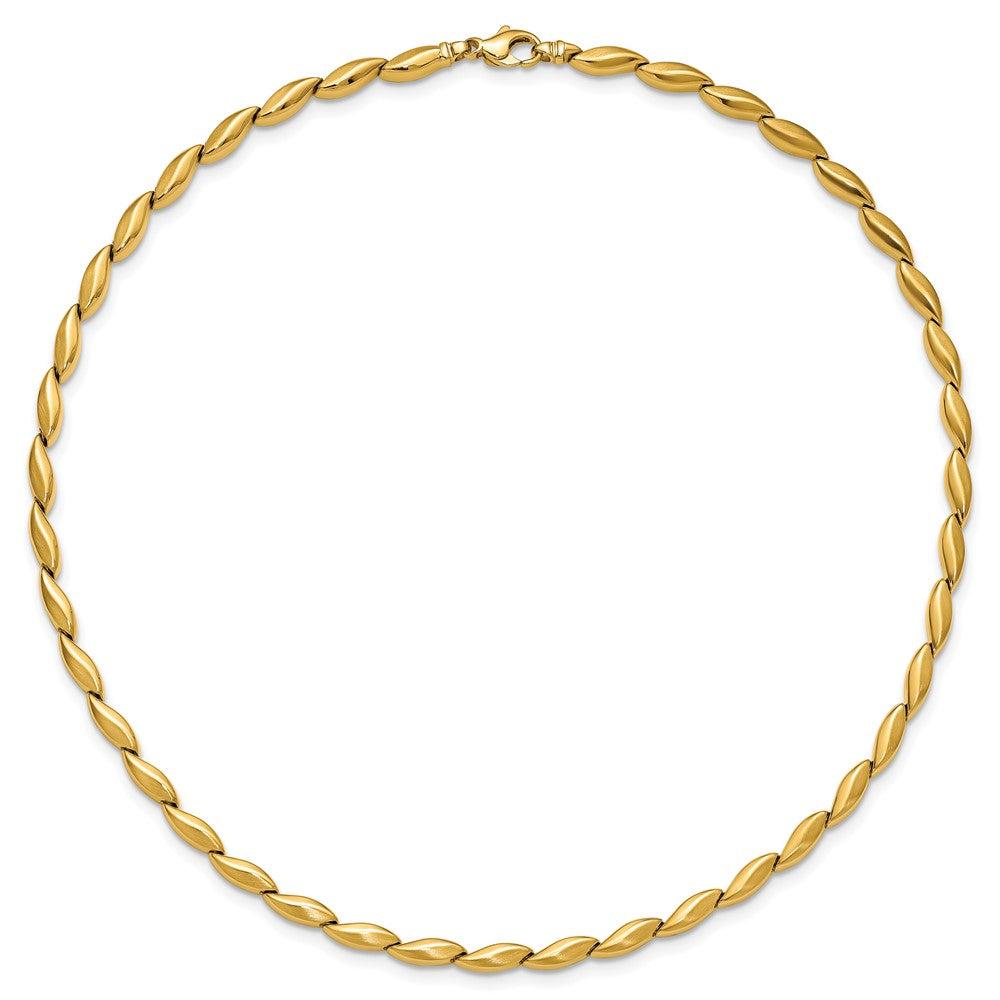 14K Yellow Gold Polished And Satin 4.2mm Fancy Link Necklace