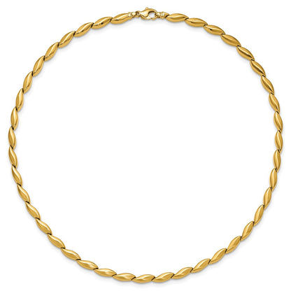 14K Yellow Gold Polished And Satin 4.2mm Fancy Link Necklace
