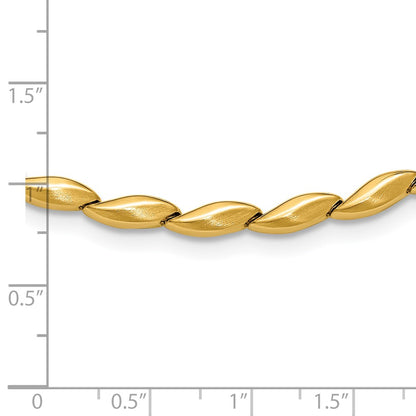 14K Yellow Gold Polished And Satin 4.2mm Fancy Link Necklace