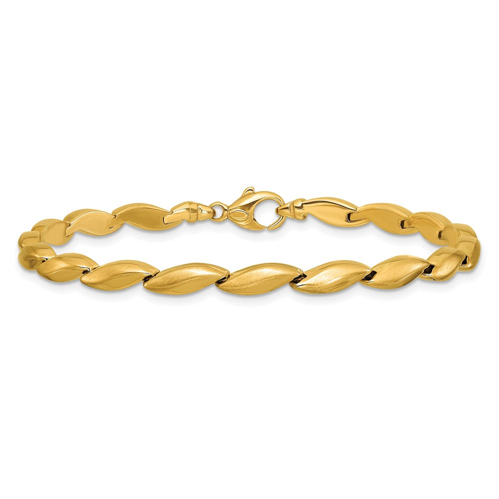 14K Yellow Gold Polished And Satin 4.2mm Fancy Link Bracelet