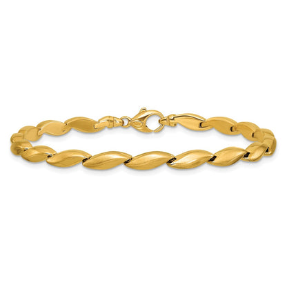 14K Yellow Gold Polished And Satin 4.2mm Fancy Link Bracelet