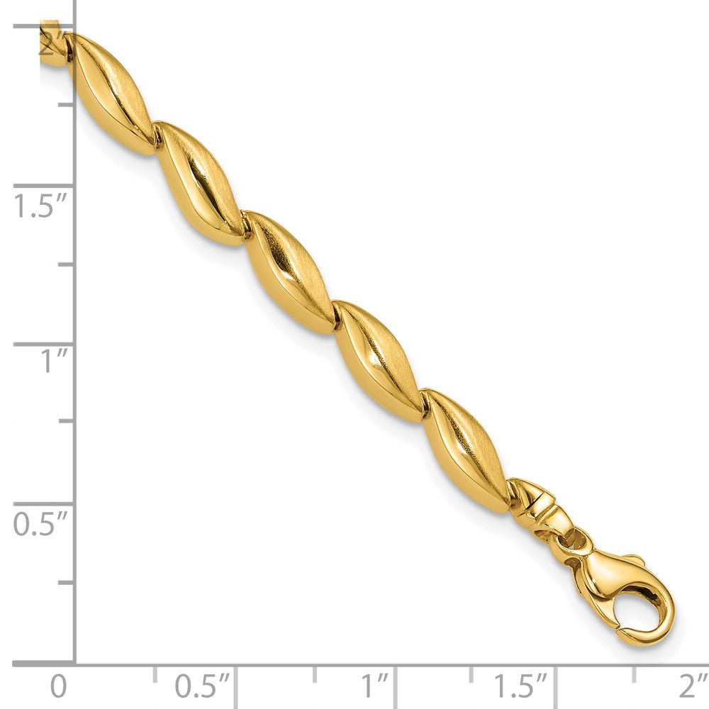 14K Yellow Gold Polished And Satin 4.2mm Fancy Link Bracelet
