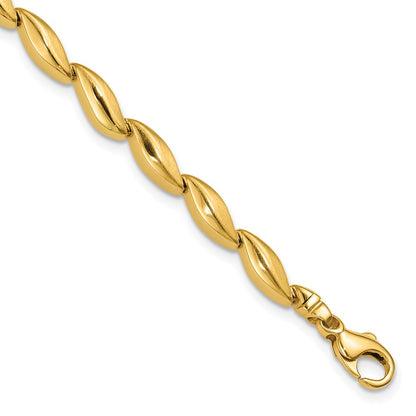14K Yellow Gold Polished And Satin 4.2mm Fancy Link Bracelet