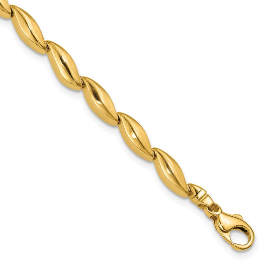 14K Yellow Gold Polished And Satin 4.2mm Fancy Link Bracelet