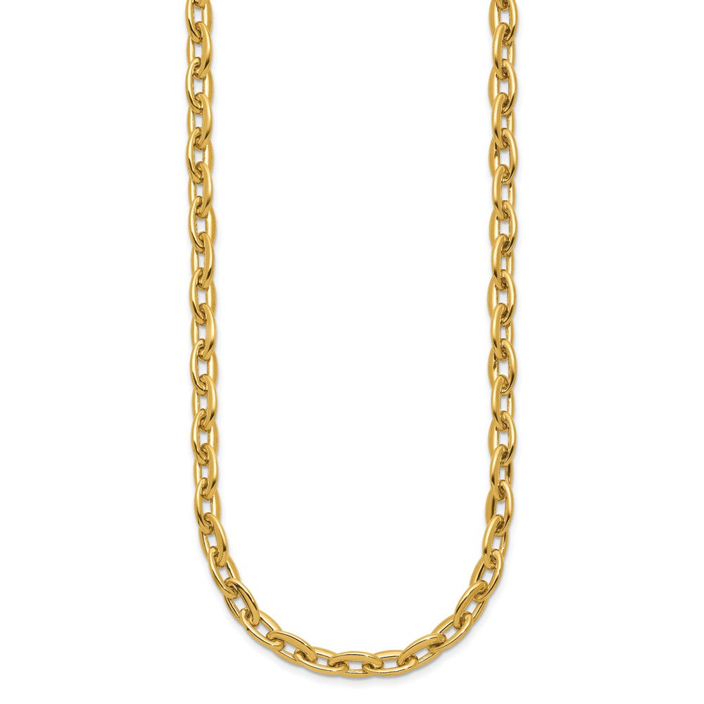 14K Yellow Gold Polished Fancy 5.5mm Oval Link Necklace