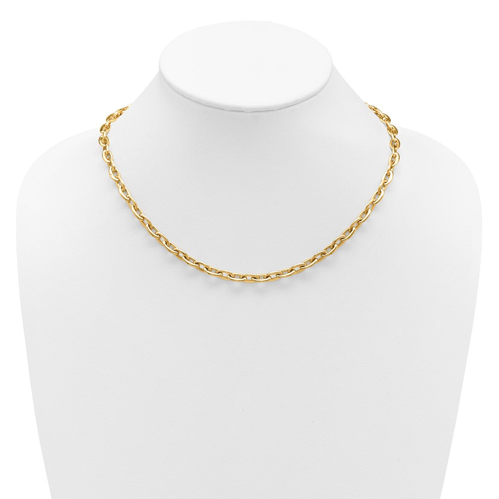 14K Yellow Gold Polished Fancy 5.5mm Oval Link Necklace