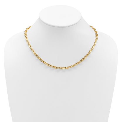 14K Yellow Gold Polished Fancy 5.5mm Oval Link Necklace