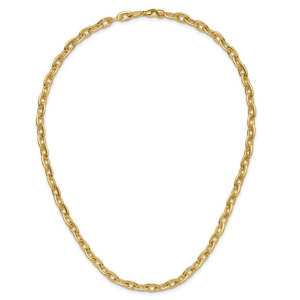 14K Yellow Gold Polished Fancy 5.5mm Oval Link Necklace