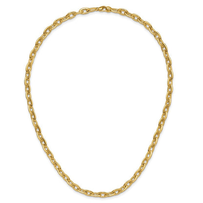 14K Yellow Gold Polished Fancy 5.5mm Oval Link Necklace