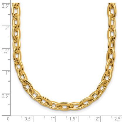 14K Yellow Gold Polished Fancy 5.5mm Oval Link Necklace