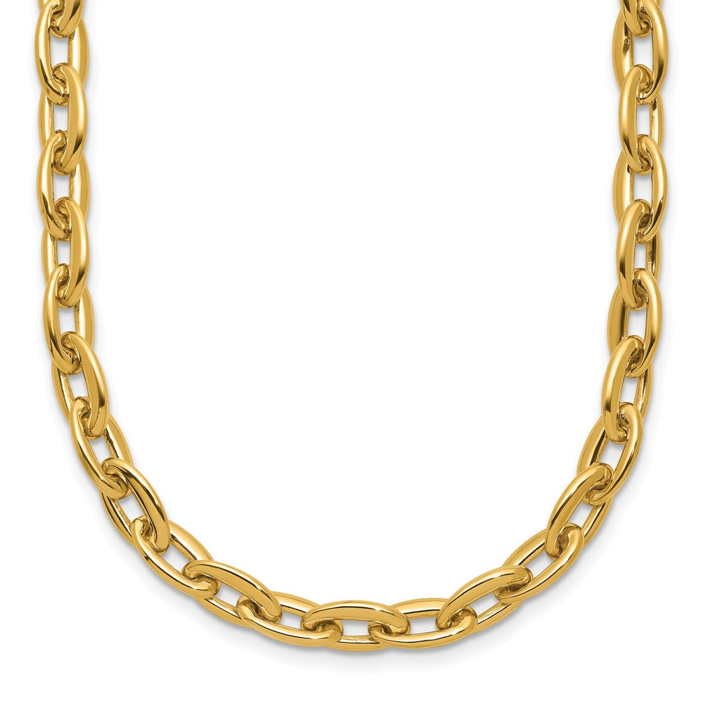 14K Yellow Gold Polished Fancy 5.5mm Oval Link Necklace