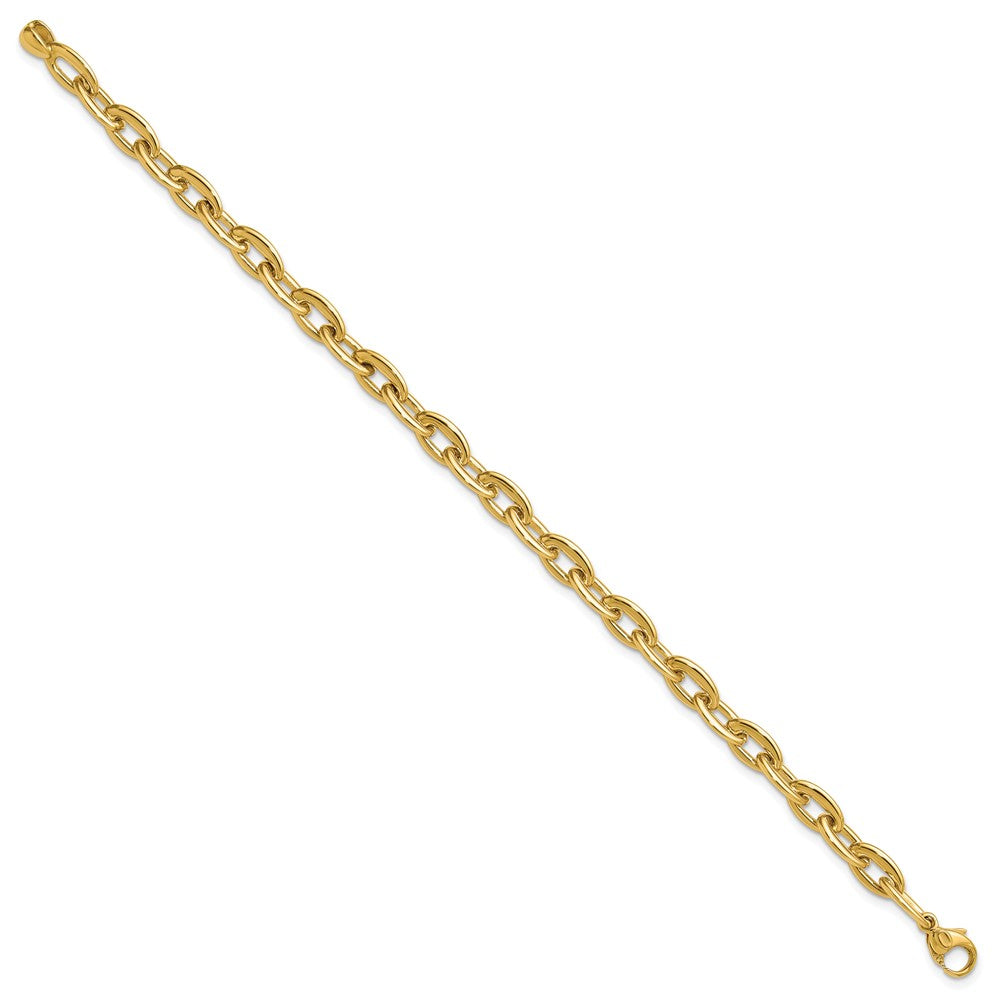 14K Yellow Gold Polished Fancy 5.5mm Oval Link Bracelet