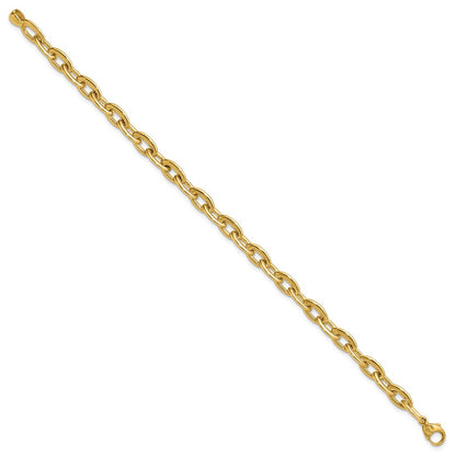 14K Yellow Gold Polished Fancy 5.5mm Oval Link Bracelet