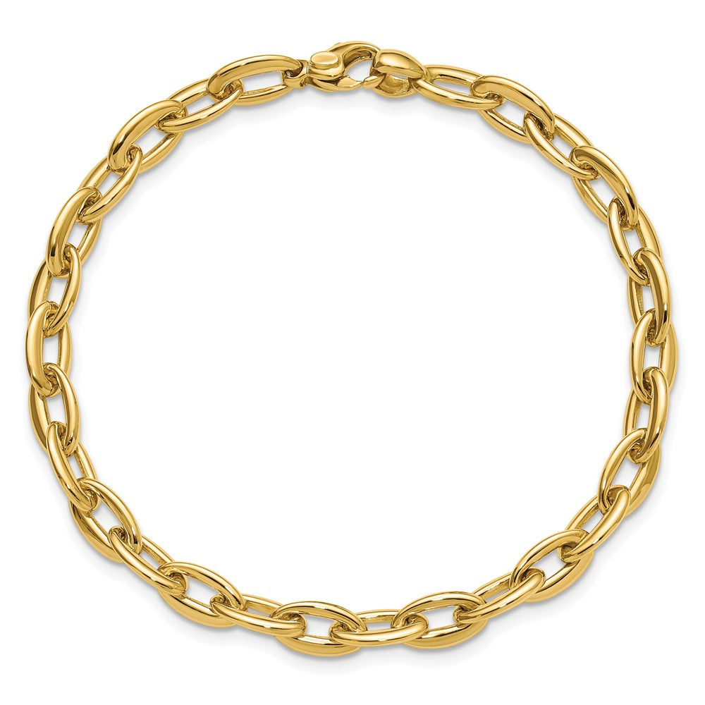 14K Yellow Gold Polished Fancy 5.5mm Oval Link Bracelet