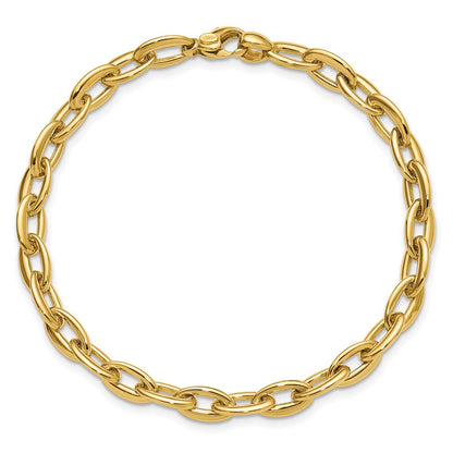 14K Yellow Gold Polished Fancy 5.5mm Oval Link Bracelet