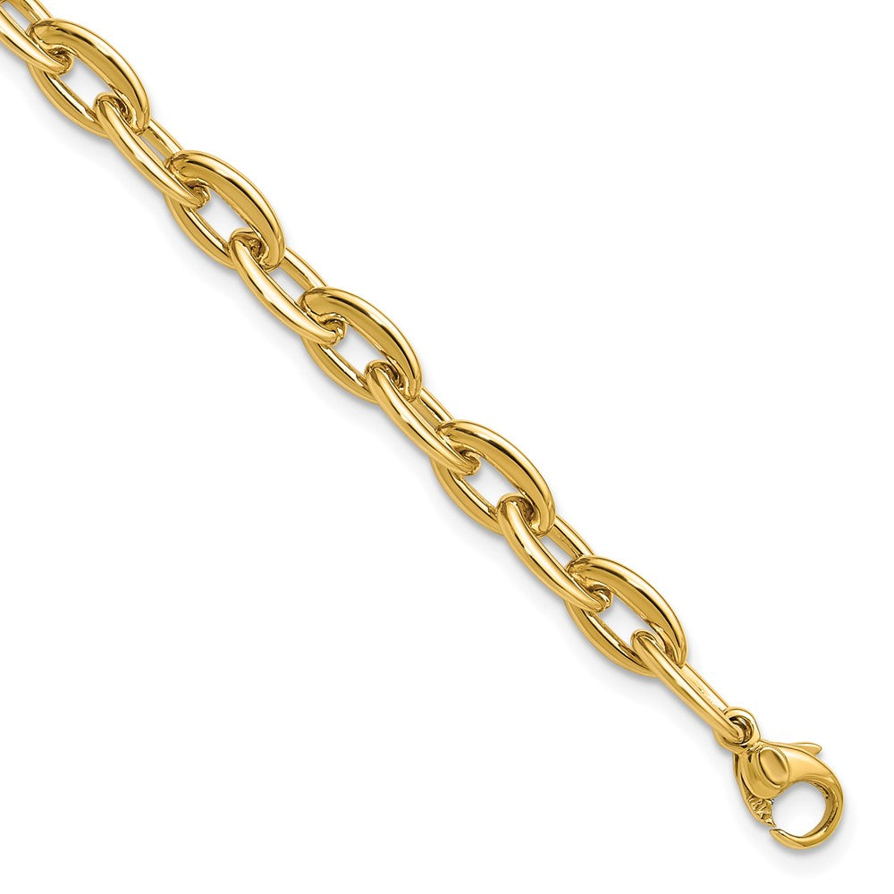 14K Yellow Gold Polished Fancy 5.5mm Oval Link Bracelet
