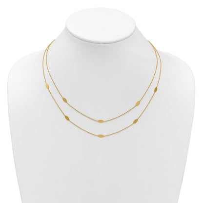 14K Yellow Gold Polished Fancy 2 Strand Navette W/ 2In Ext. Necklace