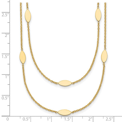 14K Yellow Gold Polished Fancy 2 Strand Navette W/ 2In Ext. Necklace