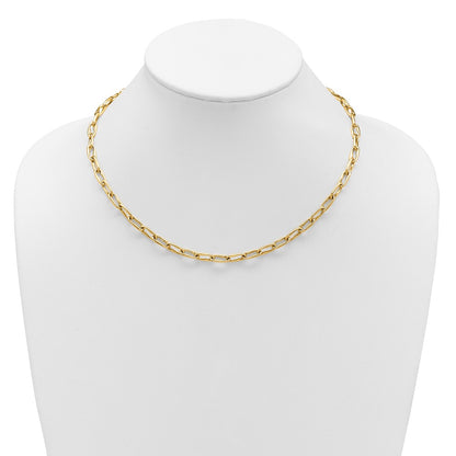 14K Yellow Gold Polished Fancy Wavy Elongated Oval Link Necklace