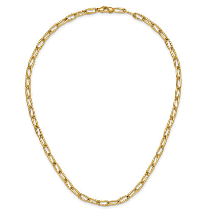 14K Yellow Gold Polished Fancy Wavy Elongated Oval Link Necklace
