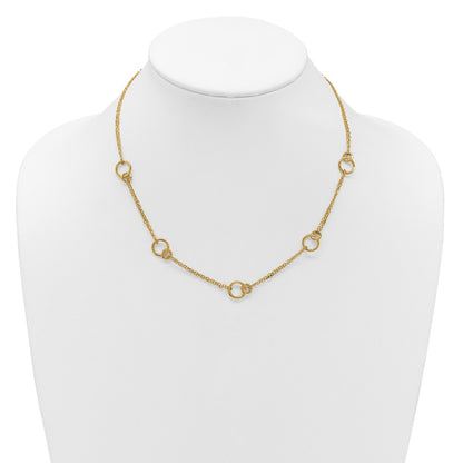 14K Yellow Gold Polished 2 Strand Double Circle W/ 2In Ext. Necklace