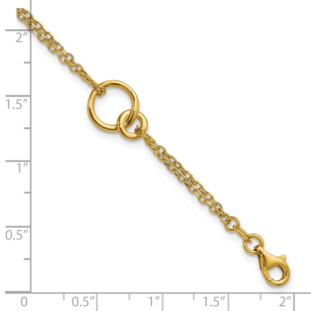 14K Yellow Gold Polished 2 Strand Double Circle W/ .5In Ext. Bracelet