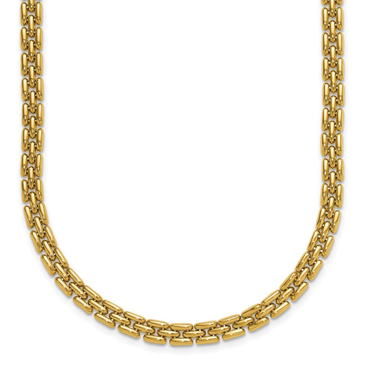 14K Yellow Gold Polished 6.3mm Fancy Link Necklace